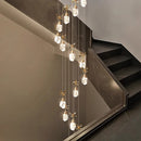 Axyaa Crystal Stair Chandelier: Modern LED Ceiling Light for Living Room