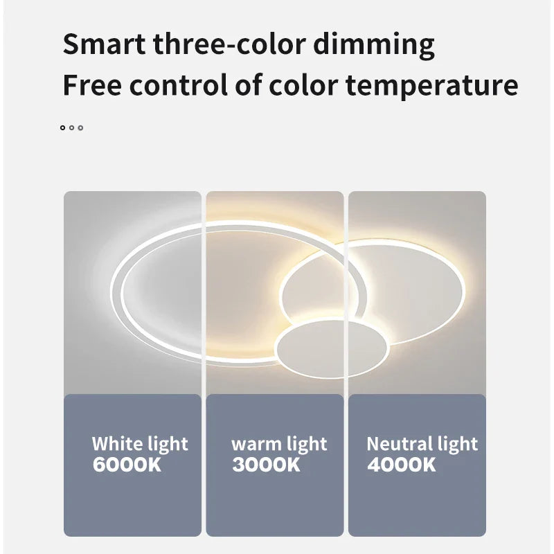 Axyaa White Round LED Chandelier with Remote for Home Decor & Lighting Fixture