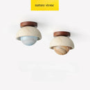 Axyaa Wind Yellow Cave Stone Ceiling Light, Small Retro Round Entrance Light