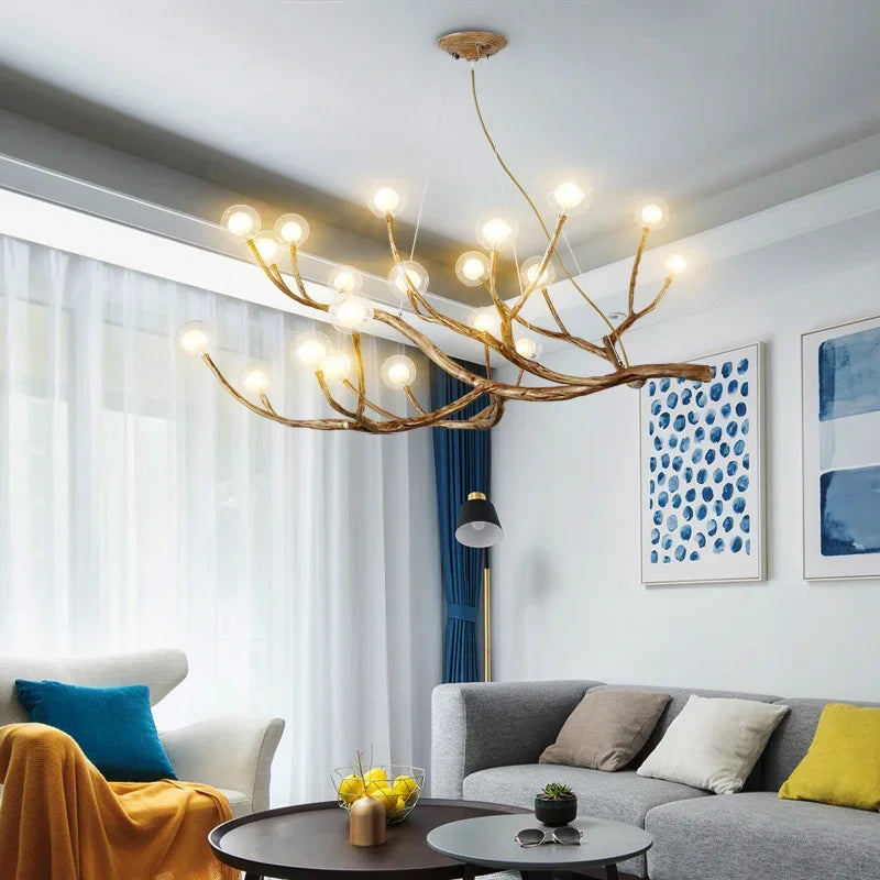 Axyaa Branches Chandelier: Resin LED Pendant Lights for Luxury Living Room Decor