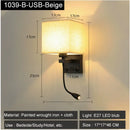 Axyaa LED USB Bedside Wall Lamp 3W Spot Light Fabric Modern Indoor Lighting