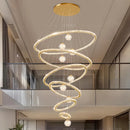 Axyaa Crystal Chandelier Stair Pendant Lamp Living Room Interior Lighting