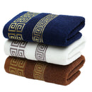 Axyaa Geometric Embroidered Cotton Towel Set - Blue/White/Brown