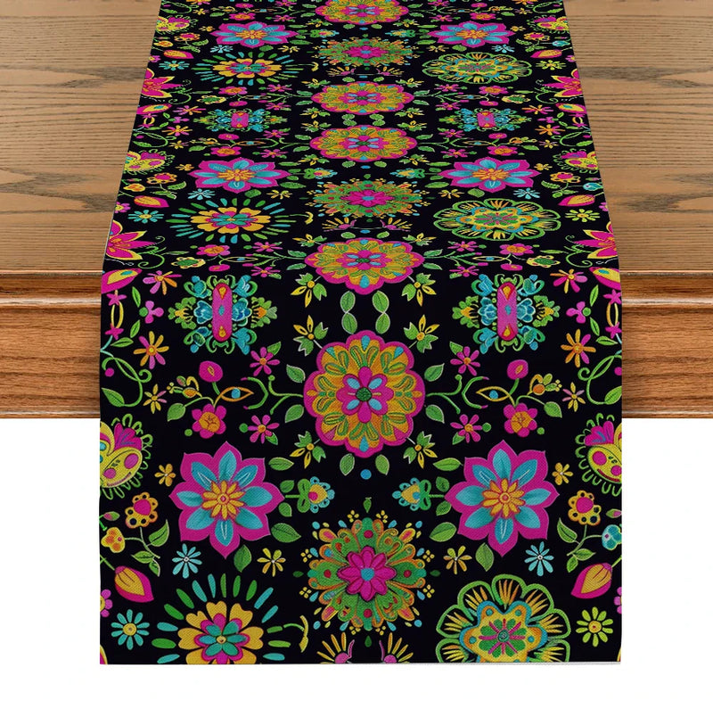 Axyaa Floral Bird Table Runner for Home Dining Décor