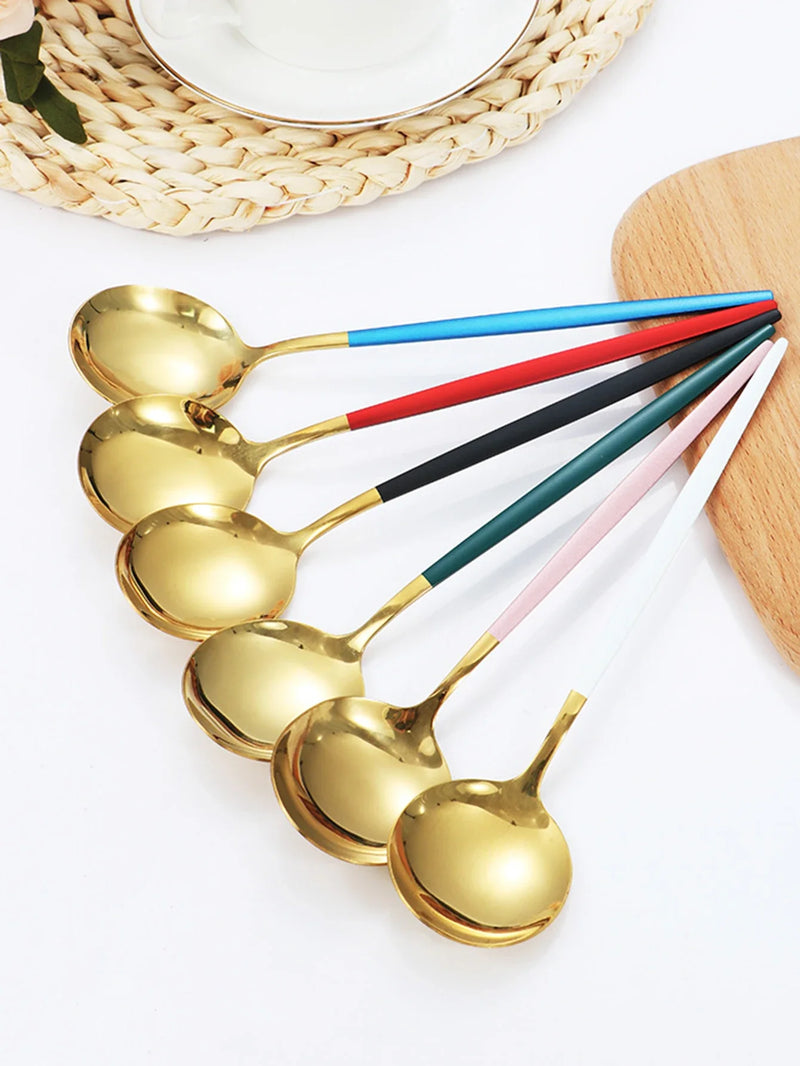 Axyaa 4-Piece Black Gold Stainless Steel Cutlery Set