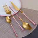 Axyaa Gold Stainless Steel Cutlery Set - Elegant Black Dinnerware Flatware