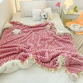 Axyaa Milk Fleece Fringed Blanket Large Lamb Fleece Craft Blanket Cover