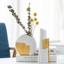 Axyaa Geometric Gold Stripes Ceramic Flower Vase - Room Decoration & Hydroponics