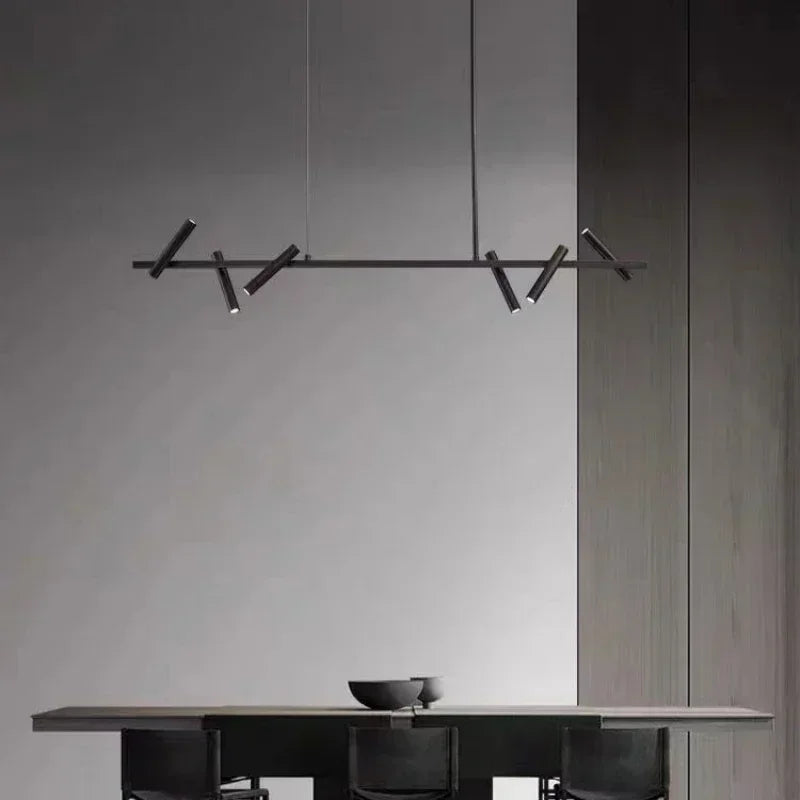 Axyaa Round Black Metal Chandelier - Adjustable LED Pendant Light for Home Lighting