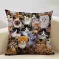 Axyaa Cat and Dog Pattern Cushion Cover 45x45cm Linen Square Pillowcase
