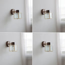 Axyaa Modern Nordic Glass & Wood Wall Lights with Pull Chain Rotation