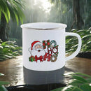 Axyaa Christmas Enamel Mugs, Santa Snowman Reindeer Design, Festive Xmas Party Cup
