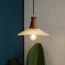 Axyaa LED Wood Pendant Light with Clear Glass Shade E27 90v-260v Suspension Luminaire