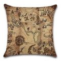 Axyaa Pirate Treasure Map Magnifier Print Throw Pillow Cover 45X45CM