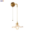 Axyaa Copper LED Wall Lamp Sconce with Glass Shade & Pull Chain Switch