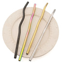 Axyaa Stainless Steel Wavy Straws Set with Brush for Drinks Bar Accessories