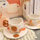 Axya Cartoon Ceramic Mug Set: Hand-painted Coffee Cup with Saucer, Creative Juice Tea Office Water Cup.