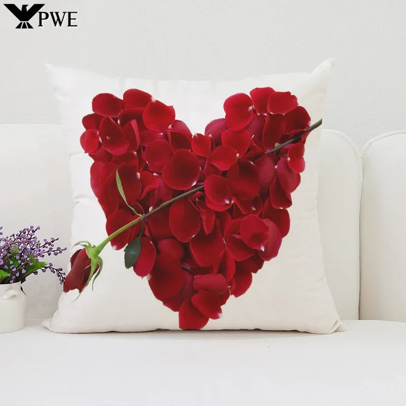 Axyaa Rose Print Pillow Cover - Romantic Home Decor & Gift