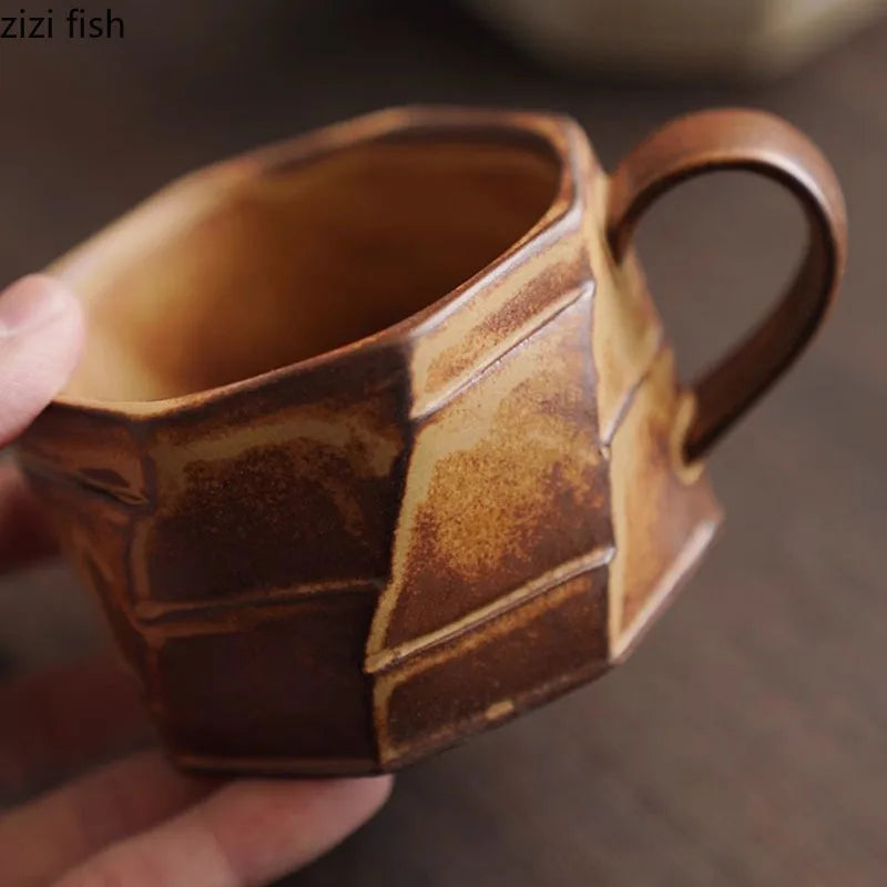 Axya Retro Ceramic Mug: Creative Texture Coffee Cup for Office, Home, and Beverages