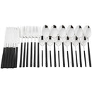 Axyaa 24-Piece Stainless Steel Black Cutlery Set Dinnerware Flatware Tableware