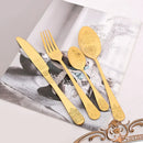Axyaa Vintage Flower Carved Stainless Steel Cutlery Set - 5Pcs Dinnerware Kit