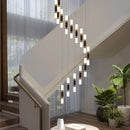 Axyaa Luxury Crystal LED Stair Chandelier - Minimalist Indoor Hanging Lamps