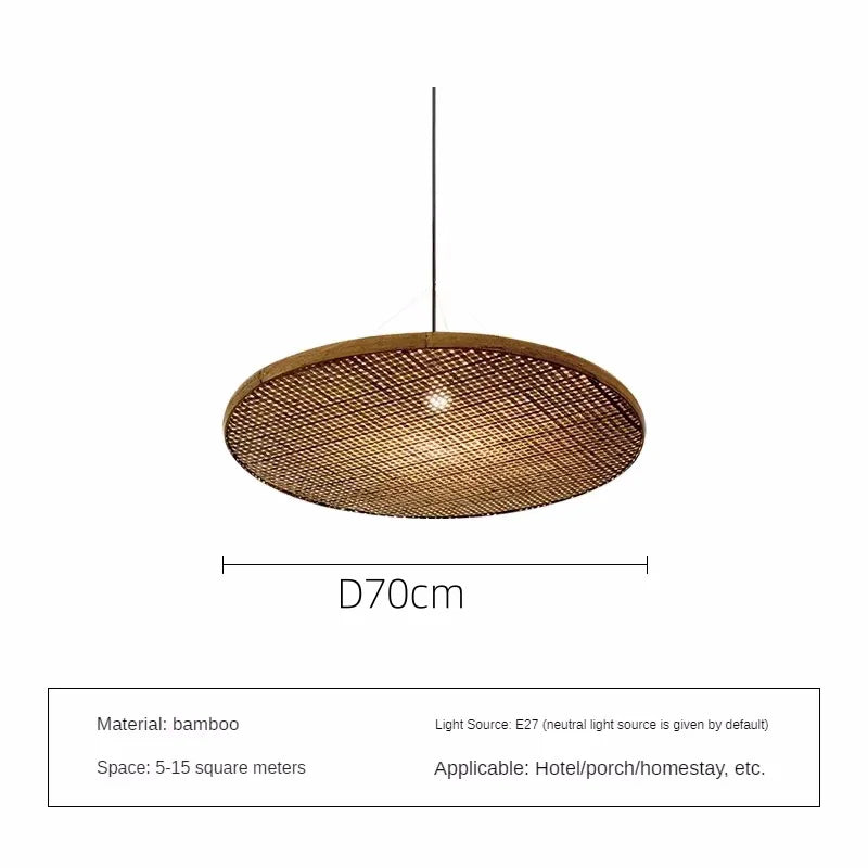 Axyaa Bamboo Pendant Light: Wabi Sabi Style Rattan Hanging Lamp for Home, Restaurant, Tea Room