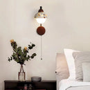 Axyaa Glass Ball LED Wall Lamp with Pull Chain Switch for Bedroom and Living Room