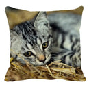 Axyaa Cat Print Linen Throw Pillowcase 45X45CM