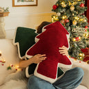 Axyaa Red Green Christmas Tree Plush Pillow: Festive Home Sofa Decoration