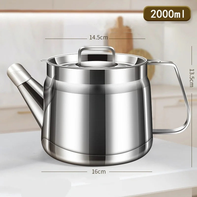 Axyaa Stainless Steel Oil Filter Pot with Fine Mesh Strainer & Fry Basket