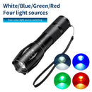 Axyaa Rechargeable Multi-Color LED Flashlight: Fishing, Camping, Hunting, Photography, Selfie
