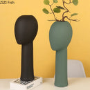Axyaa Abstract Human Head Ceramic Vase for Desk Decoration and Flower Arrangement