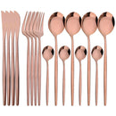 Axyaa Stainless Steel Black Cutlery Set - 16Pcs Mirror Dinnerware Kitchen Silverware Set