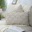 Axyaa Striped Furry Cushion Cover, Cozy Cotton Linen Pillowcase