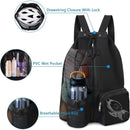 Axyaa Multi-Pocket Mesh Drawstring Swim Gym Beach Backpack.