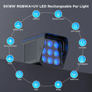 Axyaa Rechargeable Stage Par Light with 6 IN1 RGBWA+UV LEDs - Waterproof for Events