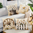 Axyaa Daisy Pillow Covers, 18x18 Inches - Soft Polyester, Country Style
