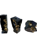 Axyaa Black Ceramic Geometric Square Vase with Golden Notch - Home Decor Accessory