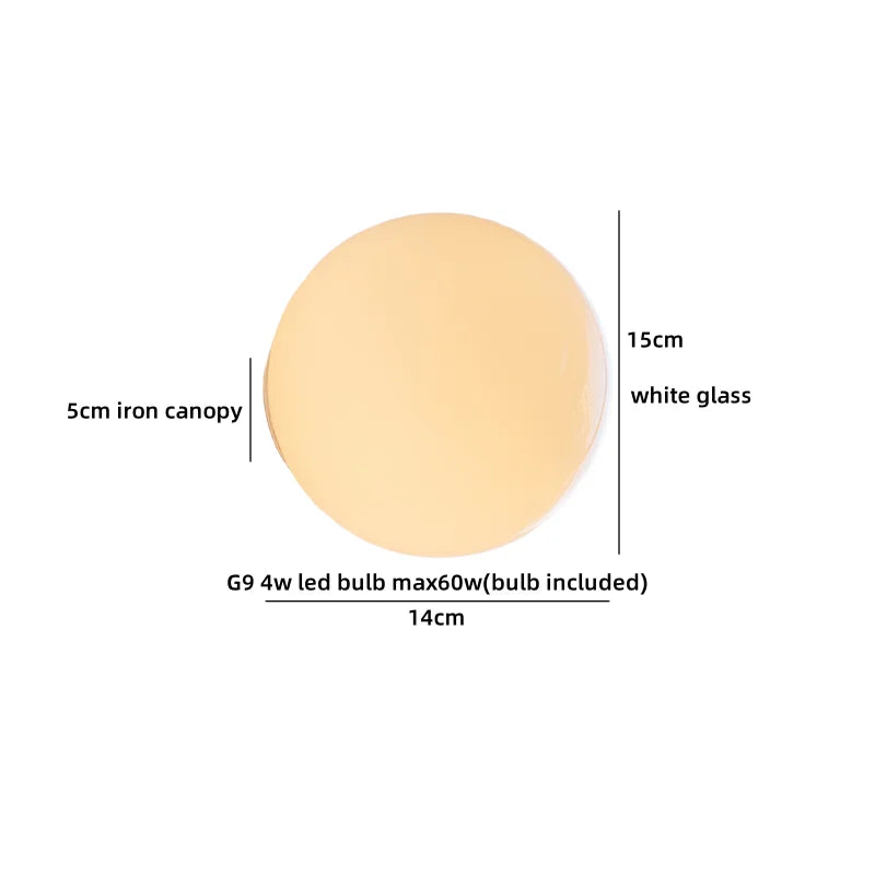 Axyaa White Glass Ball LED Wall Sconce - Modern Bedroom Bar Decor Light