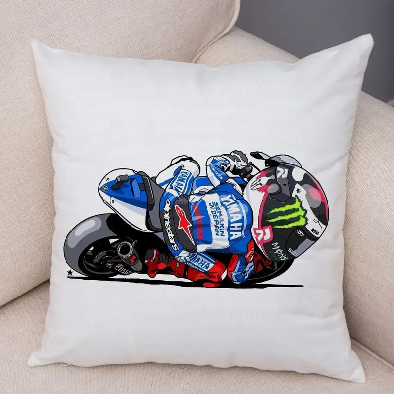 Axyaa Cartoon Sport Motorcycle Cushion Cover - Super Soft Plush Pillow Case