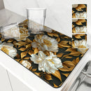 Axyaa 3D Plants Kitchen Mat: Absorbent, Antiskid, Quick Dry, Draining, Tableware Mat