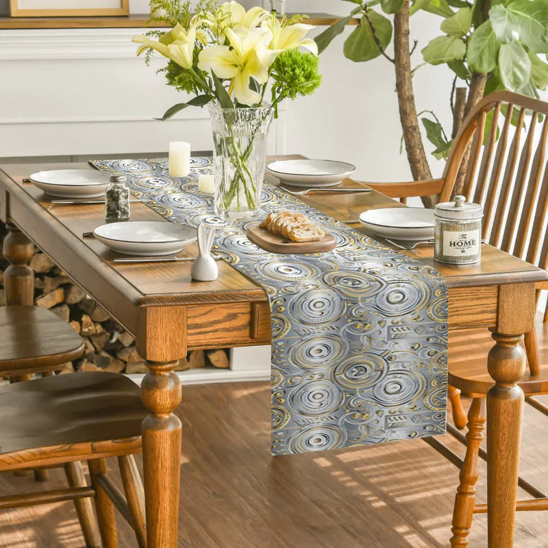 Axyaa Patterned Metallic Texture Table Runner for Home Decoration and Events