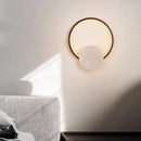 Axyaa Round Stone LED Wall Light Dark Wood Dimmable Indoor Sconce