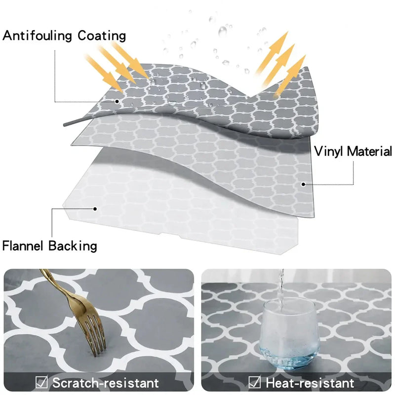Axyaa Waterproof PVC Tablecloth Rectangle Table Cover for Wedding Dining, Moroccan Design