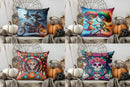 Axyaa Halloween Skeleton Witch Motorcycle Pattern Cushion Cover for Sofa Bedroom Car