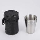 Axyaa Stainless Steel Shot Glasses 4-Pack with Leather Case - Camping Drinkware