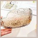 Axyaa Brown Hammer Patterned Glass Salad Bowl Large Fruit Plate