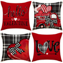 Axyaa Truck Bow Love Plaid Sofa Cushion Cover Sweet Romantic Home Decoration