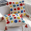 Axyaa Color Dot Tassel Cushion Cover 45x45cm for Living Room Sofa